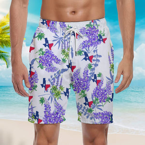 Texas Flag Bluebonnets Beach Shorts For Men
