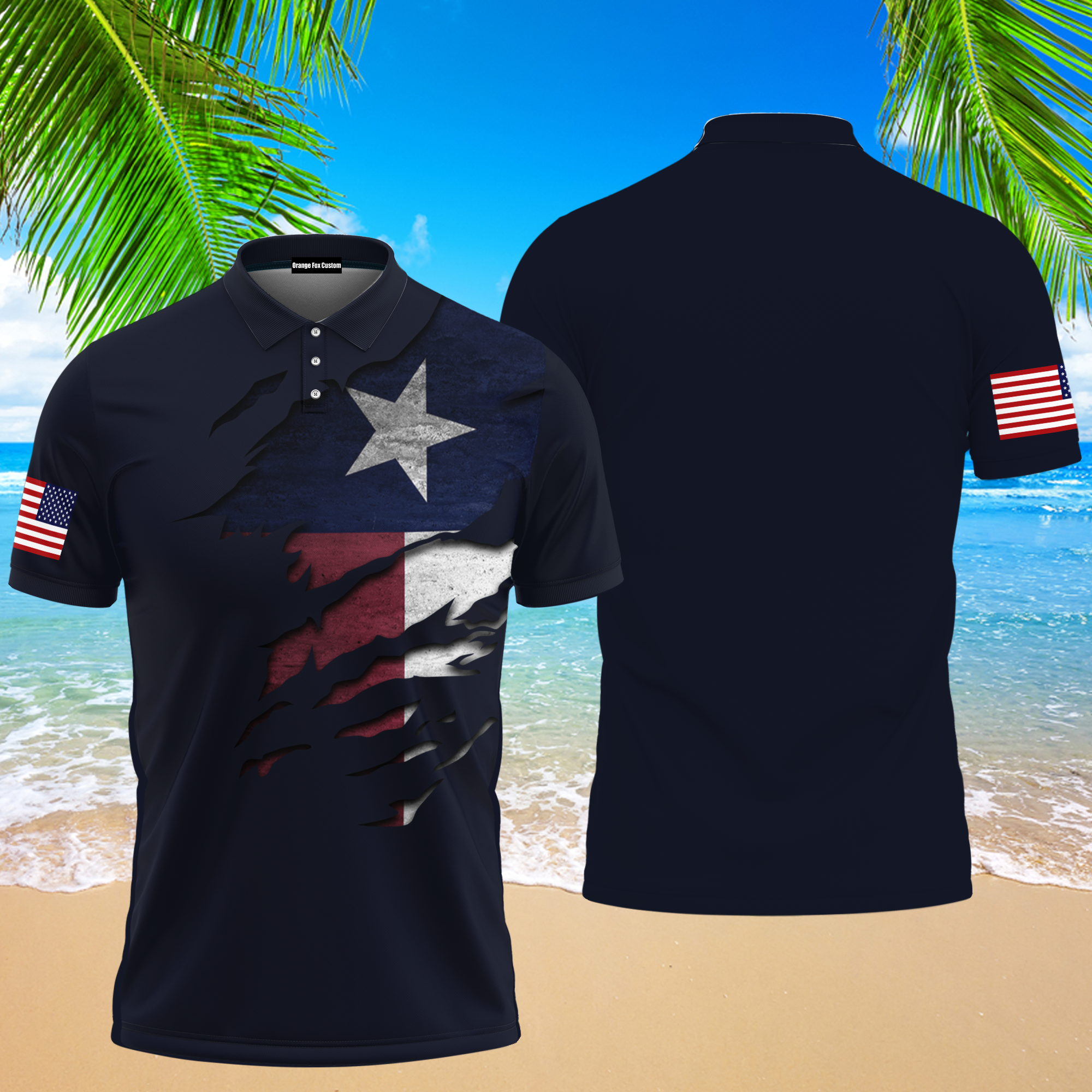 Texas Flag Polo Shirt For Men