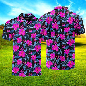 Tropical Flowers Hibiscus Polo Shirt For Men