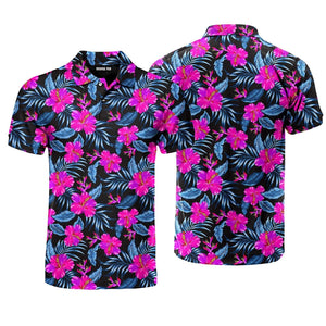 Tropical Flowers Hibiscus Polo Shirt For Men