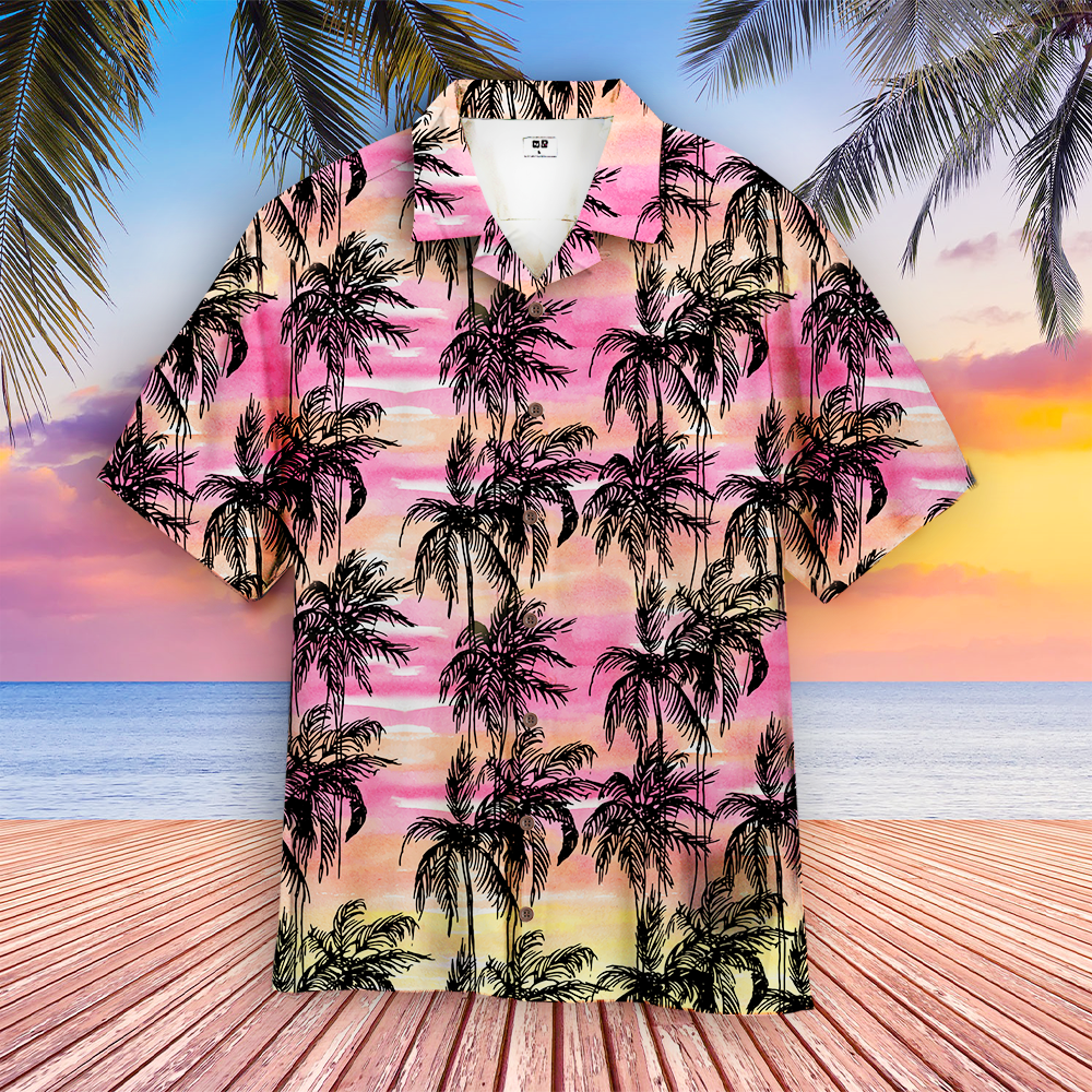 Tropical Vintage Palm Tree Pink Aloha Hawaiian Shirt For Men & Women