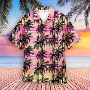 Tropical Vintage Palm Tree Pink Aloha Hawaiian Shirt For Men & Women