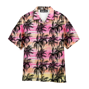 Tropical Vintage Palm Tree Pink Aloha Hawaiian Shirt For Men & Women