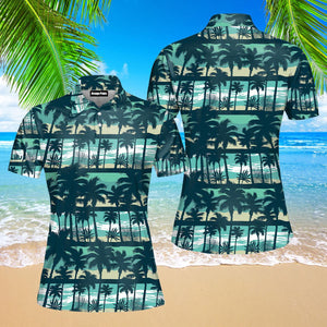Tropical Vintage Polo Shirt For Women