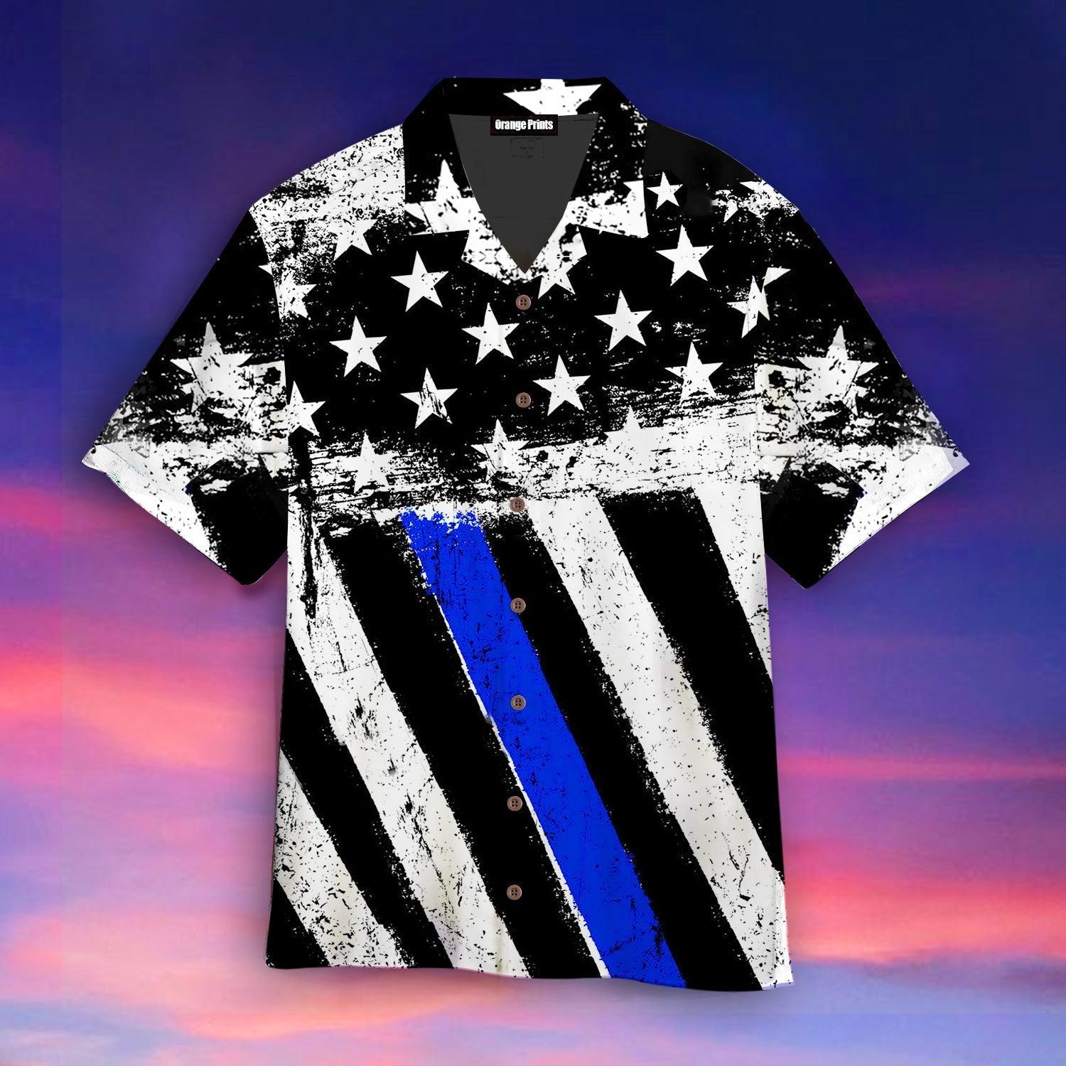 USA Blue And White American Flag Hawaiian Shirt For Men & Women