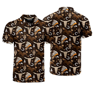 Vintage Western Boho Printed Polo Shirt For Men