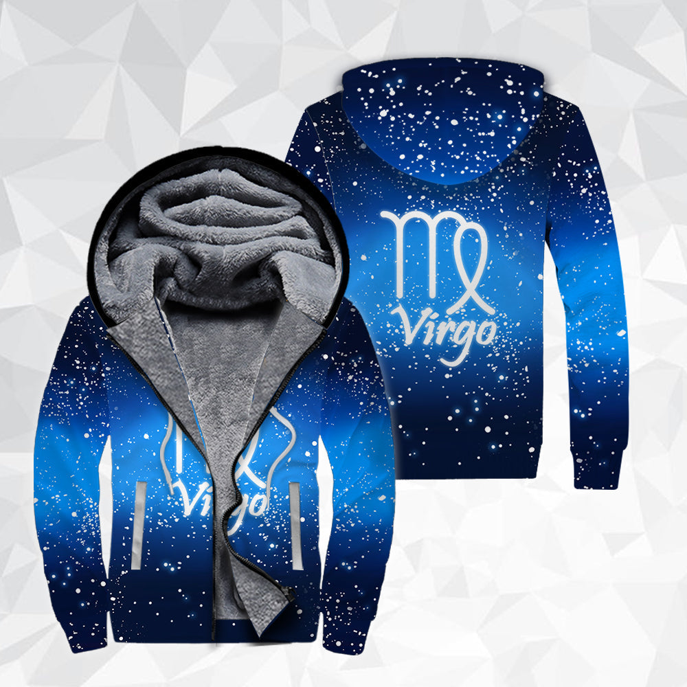 Virgo Zodiac Fleece Zip Hoodie For Men & Women