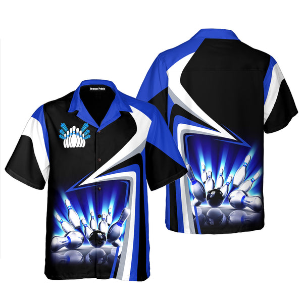 Bowling Strike Black And Blue Hawaiian Shirt For Men & Women WH1222