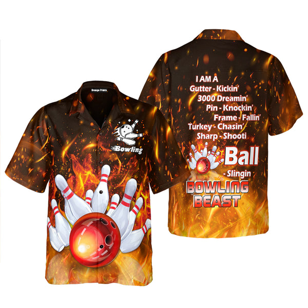 Bowling Beast Flame Fire Hawaiian Shirt For Men & Women WH1225