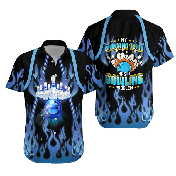 Bowling Flame My Drinking Team Hawaiian Shirt For Men & Women WT1654