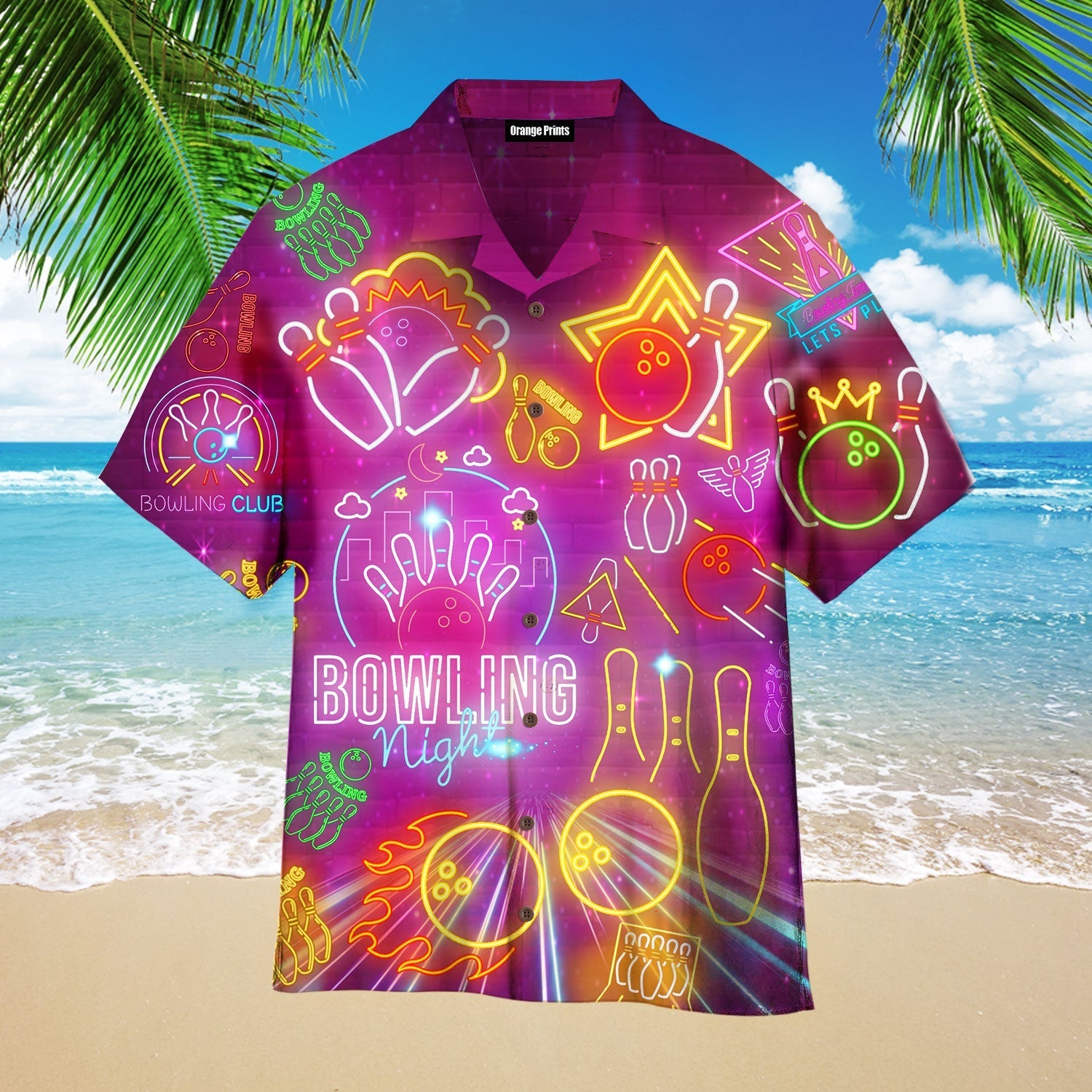 Bowling Night Club Neon Retro Style Hawaiian Shirt For Men & Women WT8216