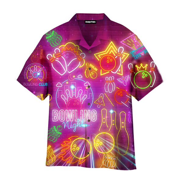 Bowling Night Club Neon Retro Style Hawaiian Shirt For Men & Women WT8216