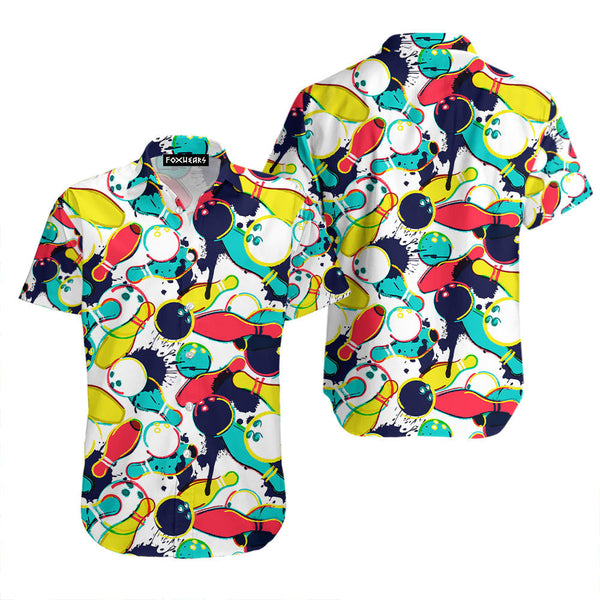 Watercolor Bowling Ball Pins Hawaiian Shirt For Men & Women WT7359