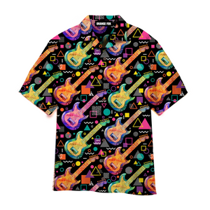 Watercolor Electric Guitar Black Aloha Hawaiian Shirt For Men & Women