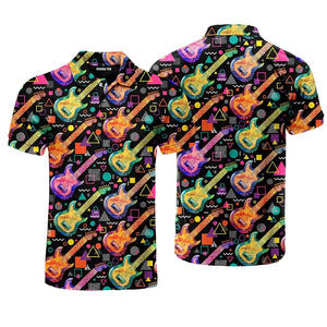 Watercolor Electric Guitar Polo Shirt For Men