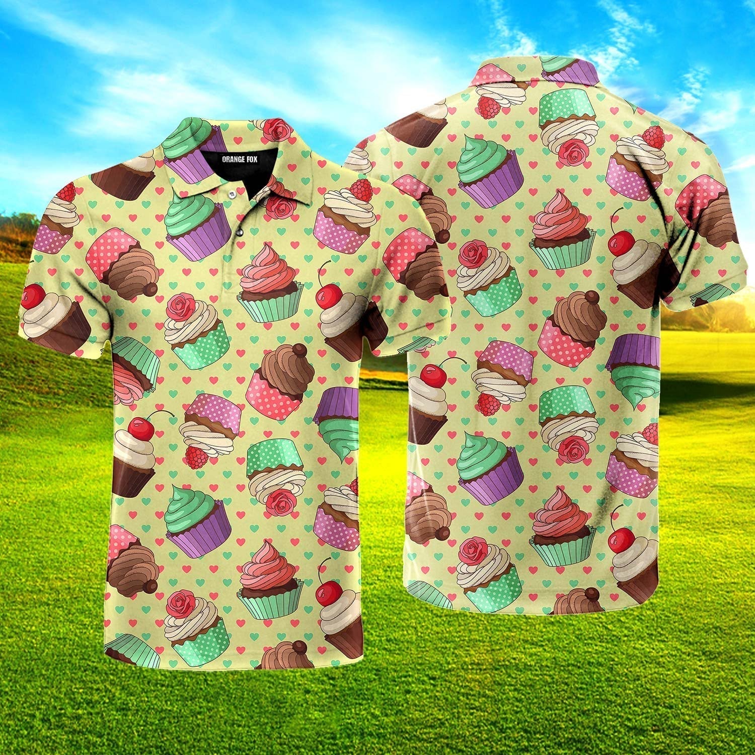 Yummy Colorful Cream Cupcake Polo Shirt For Men