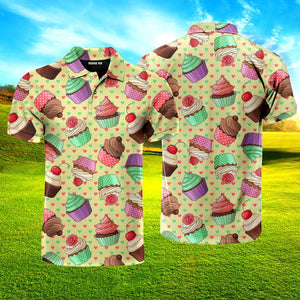 Yummy Colorful Cream Cupcake Polo Shirt For Men
