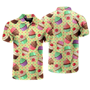Yummy Colorful Cream Cupcake Polo Shirt For Men