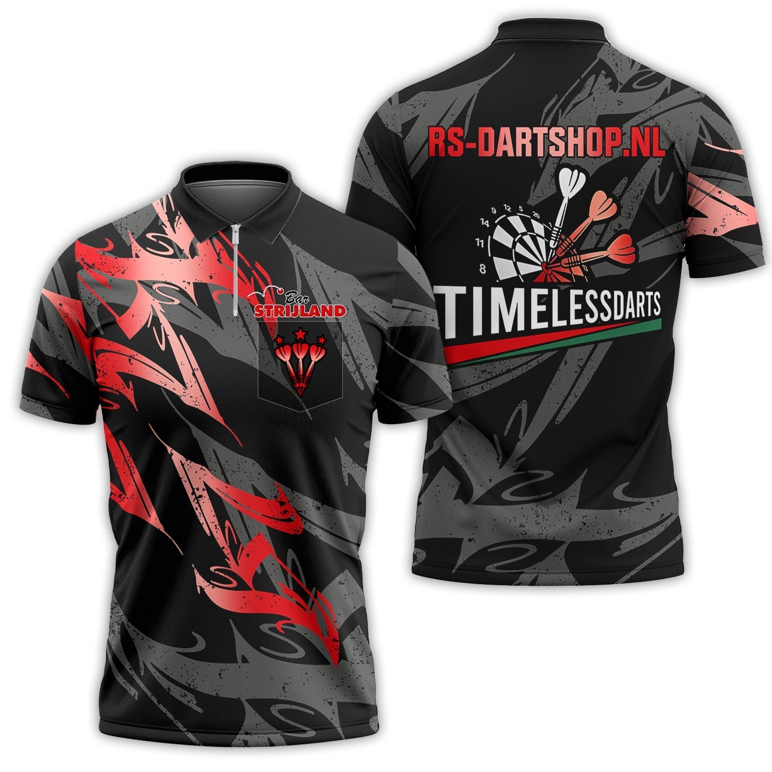 Customized Darts Team Quarter-Zip Polo Shirt With Pocket, Esport Jersey Pattern Multicolor Color Personalized Darts Shirt