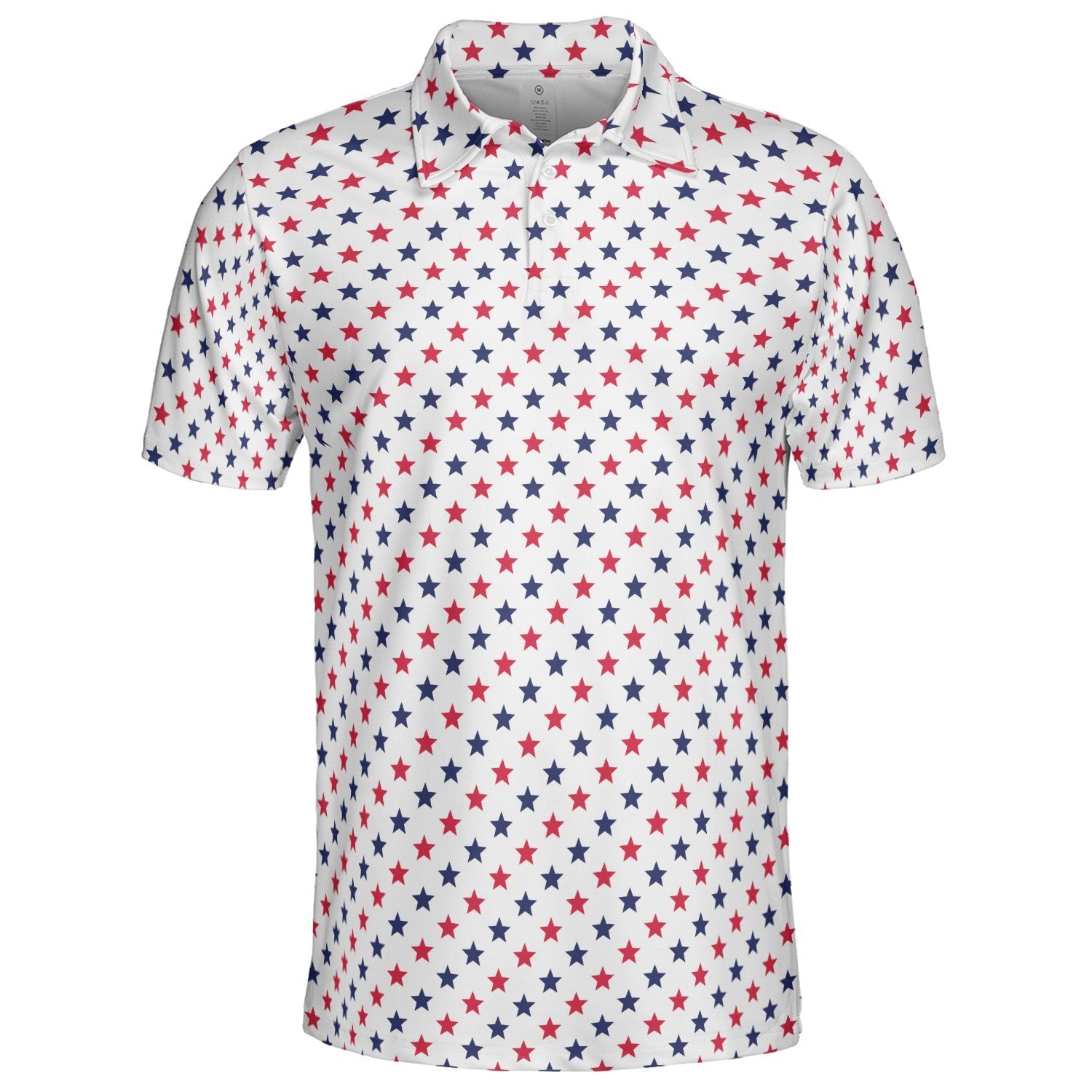 4th of July White Polo Patriotic Golf Shirt for Men Red and Blue Stars Moisture Wicking Summer Top