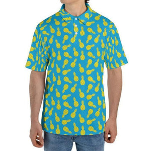 Tropical Pineapple Golf Polo Shirt for Men Moisture Wicking Short Sleeve Vacation Top