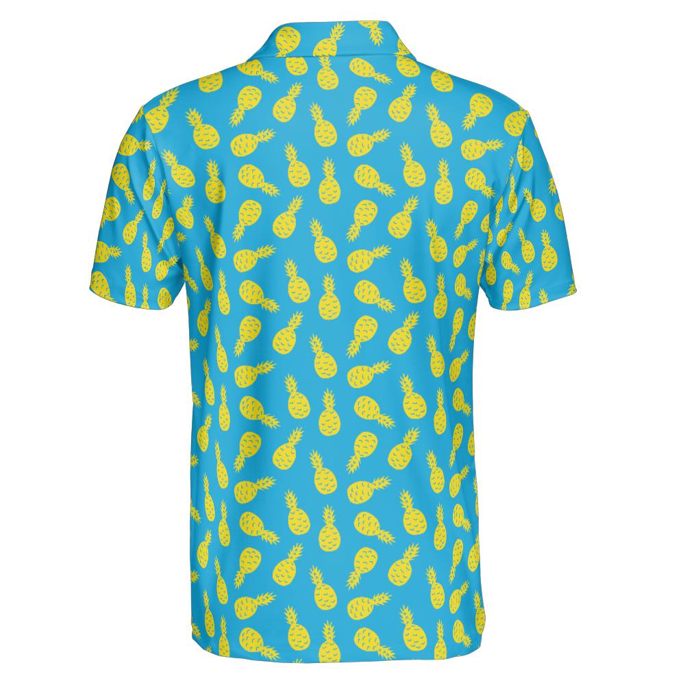 Tropical Pineapple Golf Polo Shirt for Men Moisture Wicking Short Sleeve Vacation Top