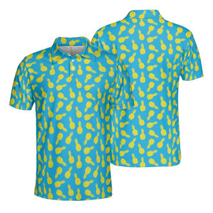 Tropical Pineapple Golf Polo Shirt for Men Moisture Wicking Short Sleeve Vacation Top