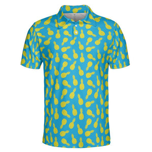 Tropical Pineapple Golf Polo Shirt for Men Moisture Wicking Short Sleeve Vacation Top